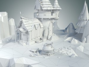 low poly stylized castle environment 3D मॉडल