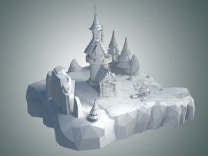 low poly stylized castle environment 3D मॉडल