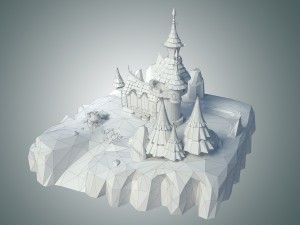 low poly stylized castle environment 3D मॉडल
