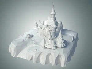 low poly stylized castle environment 3D Model