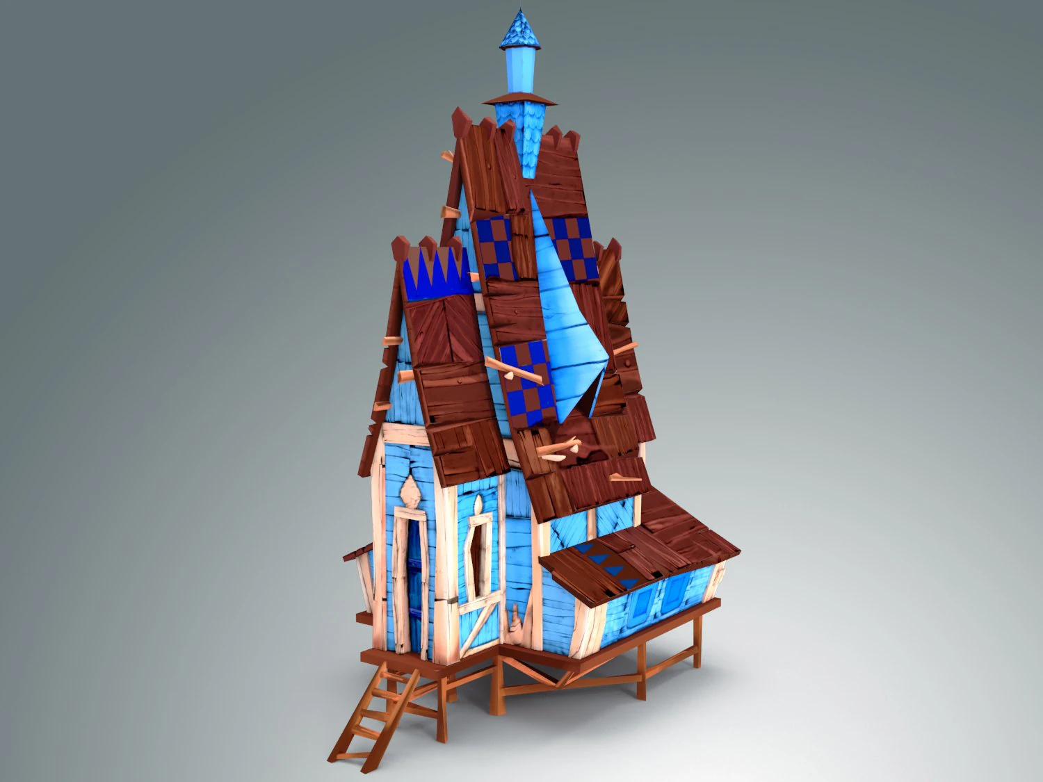 low poly stylized wooden house 3D Model .c4d .max .obj .3ds .fbx .stl .blend