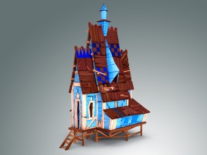 low poly stylized wooden house 3D Modell