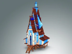 low poly stylized wooden house 3D Model
