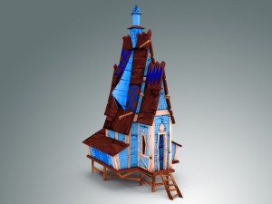 low poly stylized wooden house 3D Modell
