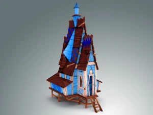 low poly stylized wooden house 3D Model