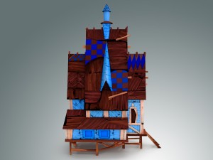low poly stylized wooden house 3D Modell