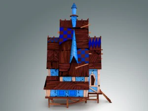low poly stylized wooden house 3D Model