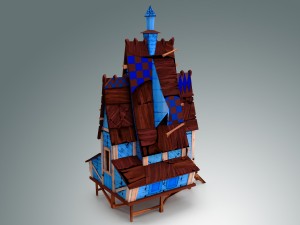 low poly stylized wooden house 3D Modell