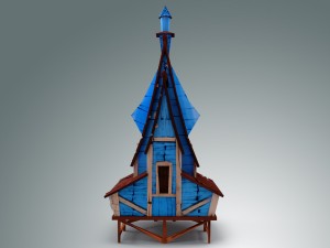 low poly stylized wooden house 3D Modell