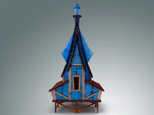 low poly stylized wooden house 3D Model