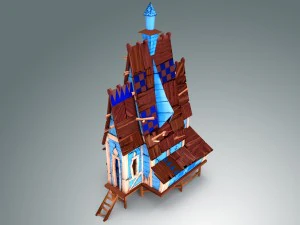 low poly stylized wooden house 3D Model