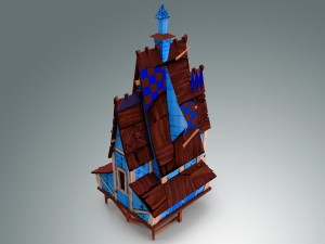 low poly stylized wooden house 3D Modell
