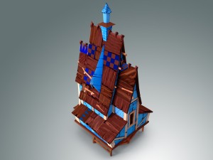 low poly stylized wooden house 3D Modell