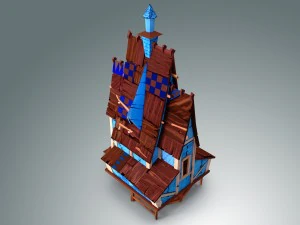 low poly stylized wooden house 3D Model