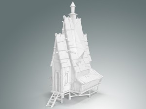 low poly stylized wooden house 3D Modell