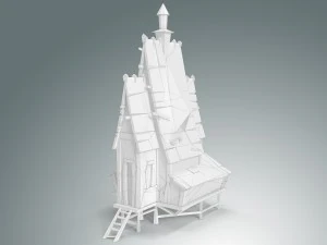 low poly stylized wooden house 3D Model