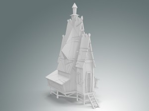 low poly stylized wooden house 3D Modell
