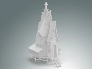 low poly stylized wooden house 3D Model