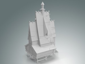 low poly stylized wooden house 3D Modell