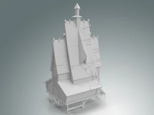 low poly stylized wooden house 3D Model