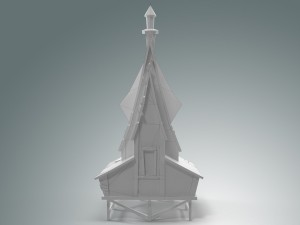 low poly stylized wooden house 3D Modell