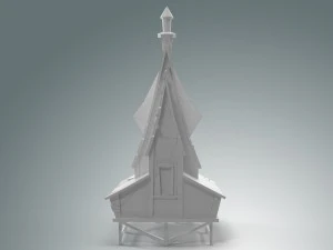 low poly stylized wooden house 3D Model