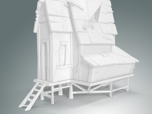 low poly stylized wooden house 3D Modell