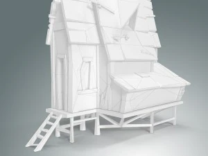 low poly stylized wooden house 3D Model