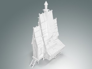 low poly stylized wooden house 3D Modell
