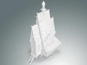 low poly stylized wooden house 3D Model