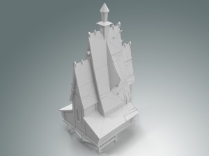 low poly stylized wooden house 3D Modell