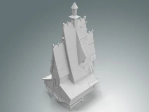 low poly stylized wooden house 3D Model