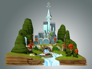 low poly fantasy castle 3D मॉडल