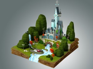 low poly fantasy castle 3D मॉडल
