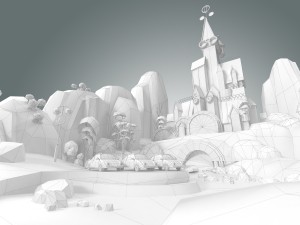 low poly fantasy castle 3D मॉडल