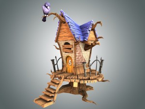 low poly creepy house 3D Model