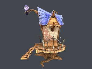 low poly creepy house 3D Model