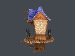 low poly creepy house 3D Model