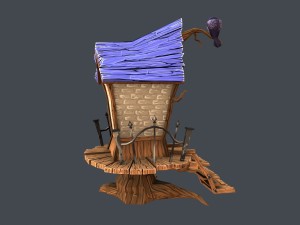 low poly creepy house 3D Model