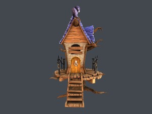 low poly creepy house 3D Model