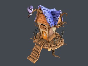 low poly creepy house 3D Model