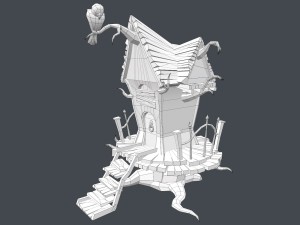 low poly creepy house 3D Model