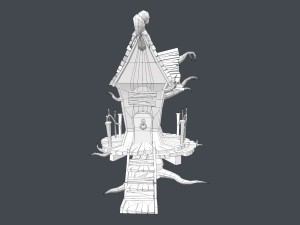 low poly creepy house 3D Model