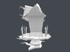 low poly creepy house 3D Model