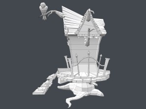 low poly creepy house 3D Model