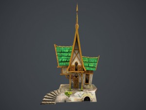 low poly green house Model 3D