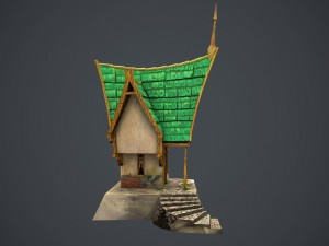 low poly green house Model 3D