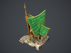 low poly green house Model 3D