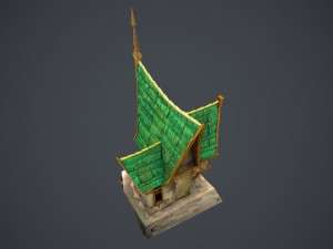 low poly green house Model 3D
