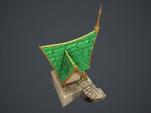 low poly green house Model 3D